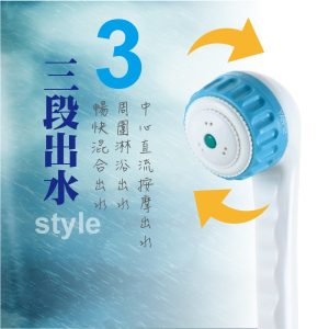 三段按摩直管藍白蓋蓮蓬頭 蓮蓬頭 淋浴蓮蓬頭 衛浴配件 久統