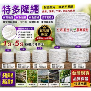《仁和農業資材》電子發票 白色特多隆繩 尼龍繩 大繩 童軍繩 棉繩 布繩 特多龍