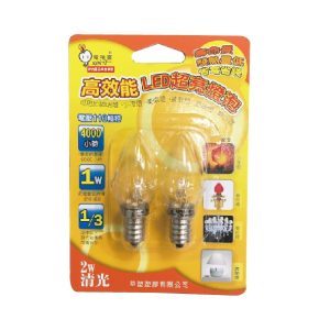 《仁和五金/農業資材》電子發票 高效能LED超亮燈泡2W(清光E12) /2入裝 LED燈炮 電精靈