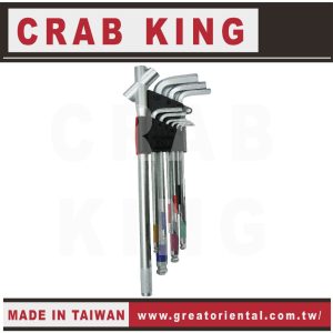 《仁和五金/農業資材》電子發票 CRAB KING 強力板桿+球型彩條六角板手組 內六角板手組 蟹王工具