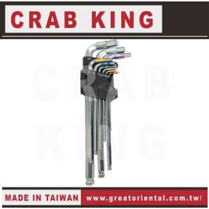 《仁和五金/農業資材》電子發票 CRAB KING 9支組 球型附彩色鋼環六角板手組 內六角板手組 蟹王工具