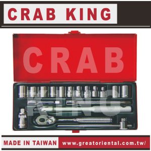 《仁和五金/農業資材》電子發票 CRAB KING 專業級高品質 18PCS 2分套筒板手組 棘輪板手 套筒組