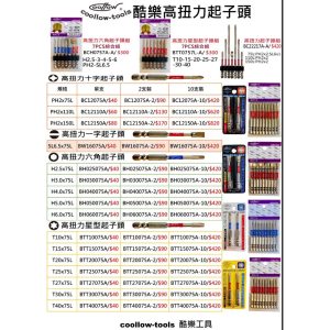 《仁和五金/農業資材》電子發票 coollow 酷樂 細身款 六角起子頭 星型起子頭 十字起子頭 一字起子頭