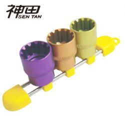 《仁和五金/農業資材》電子發票 神田 SEN TAN HC-963 烤漆4分短齒套管3PCS(21-24mm) 短齒套筒